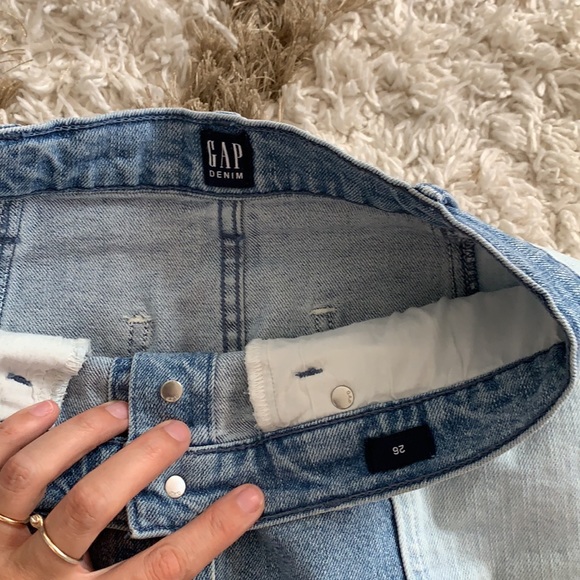 Two tone color block frayed denim skirt - Picture 5 of 5